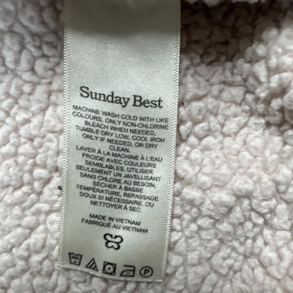 Sunday Best Women’s Pink Long Sleeve Full Zip Cropped Fleece Jacket Size Medium - Picture 3 of 7